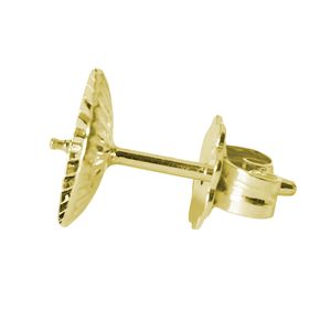 1 Stück Ohrstecker Rohling 925 Sterling Silber vergoldet mit Schale für Perlen Größe - 4 mm rund Schmuckherstellung Ohrschmuck Ohrringe Ohrhänger