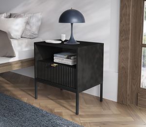 Bettso - Nočný stolík Nočná skrinka s 1 zásuvkou(54x56x39 cm) NOVA-S54 (čierna)