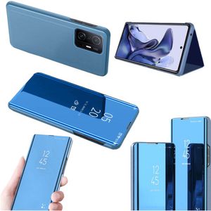 Für Xiaomi Mi 11T / Mi 11T Pro Clear View Spiegel Mirror Smartcover Blau Schutzhülle Cover Etui Tasche Hülle Neu Case Wake UP Funktion