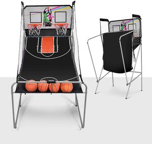 Basketballautomat elektronisch, Basketball Schiessmaschine inkl.4 Basketbaelle,Basketball Shoot Out mit Anzeigetafel & 8 Verschiedenen Spielmodi, Basketballspiel Arcade für Indoor Outdoor