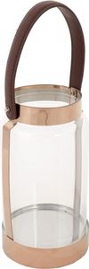 WANDERLUST DECO Laterne aus Edelstahl und Kupferglas, 12,5 x 12,5 x 23 h cm