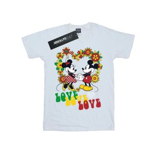 Disney - "Mickey And Minnie Mouse Hippie Love" T-Shirt für Damen BI36174 (S) (Weiß)