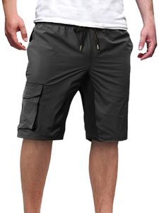 Herren Farbe Block Sommer Kurzhose Urlaub Mit Taschen Beachwear Comfy Gerade Beinböden Schwarz,Größe Xl