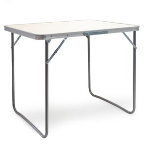 Aluminium Camping Klapptisch mit 80x60cm weißer Tischplatte MDF mit Alu-Rahmen Koffertisch Falttisch