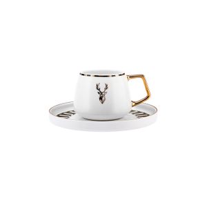 Karaca Aries 2 Personen Kaffeebecher-Set 90 ml, Robuste Mokkatasse, Dicker Trinkrand, Espressotassen, Nostalgischen Umgebung