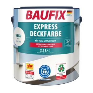 BAUFIX Express Deckfarbe weiss matt, 2.5 Liter, Wetterschutzfarbe