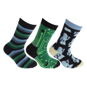 FLOSO Detské ponožky ABS (3 páry) K353 (31-35 EU) (Green/ Navy)