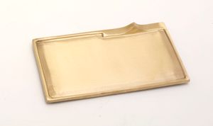 Kerzenteller, Dekoteller rechteckig Messing Gold matt satiniert (Innen 15,5 x 7 cm)