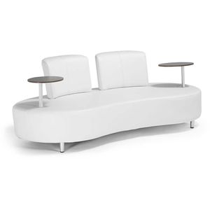 Sofa AALBORG mit 2 Tischen Couch Gartenmöbel Garten Kunstleder Outdoor Weiß Set