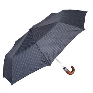 Biggbrella Regenschirm mit Holzhaken, Regenschirm für Damen und Herren, Taschenschirm mit J-Griff, Automatisch, Leicht, Ergonomisch, Windresistent, Wasserdicht, 8 Panel, 22 Zoll, schwarz