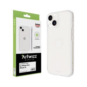 ARTWIZZ IcedClip Clear für iPhone 14 (kompatibel mit iPhone 13) - Hybrid Schutzhülle mit transluzenter Rückseite und transparenten Seiten