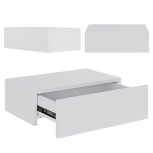 Premium Nachttisch Wandregal Kommode Wandboard Nachttischschrank mit einer Schublade schwebend hängend Weiß hochglanz
