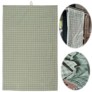 LS-LebenStil Vintage Geschirrtuch 50x70cm Karo Grün Beige 100% Baumwolle Geschirr Handtuch