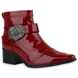 VAN HILL Damen Leicht Gefütterte Ankle Boots Schnallen Schuhe 840655, Farbe: Rot, Größe: 37