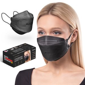 20x HARD FFP2-Masken - Atemschutzmaske - Mundschutz - medizinische Gesichtsmaske, Filtration 98,5%, Regionale Herstellung - höchste Qualität - einzeln verpackt -  Schwarz