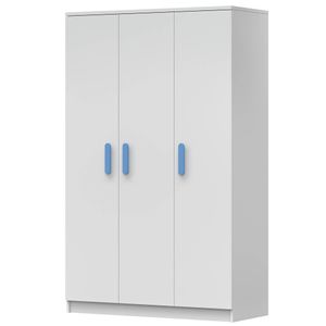 Kleiderschrank Drehtürenschrank Kinderkleiderschrank Schrank 120cm Weiß/Weiß mit blauen Griffen - JONAS 19 Kleiderschrank Drehtürenschrank Kinderkleiderschrank Schrank 120cm Weiß/Weiß mit blauen Griffen - JONAS 19