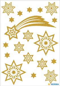 HERMA Vianočné samolepky MAGIC "Stars & Tails" trblietavé 1 list 19 samolepiek