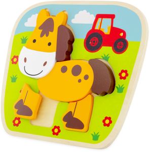 Puzzle Steckpuzzle Holzspielzeug für Kleinkinder ab 1 Jahr -Pferd