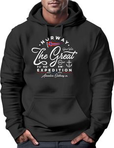 Hoodie Herren Norwegen The Great Expedition Outdoor Adventure Print Kapuzen-Pullover Männer Fashion Streetstyle Neverless® schwarz 4XL