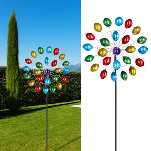 Windrad "Confetti" mehrfarbig metallisch Farbeffekt Windspiele Gartendeko Doppel-Windräder