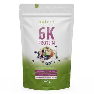 PROTEINPULVER 1kg - über 80 % Eiweiß - Nutri-Plus pflanzliches Protein Powder - 6-Komponenten Eiweißpulver 1000g ohne Aspartam - Blaubeer-Muffin