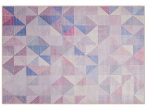 Teppich Blau / Grau 160 x 230 cm Kurzflor mit geometrischem Muster Rechteckig Modern
