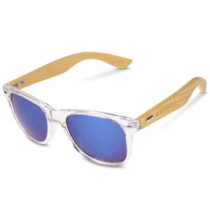 Navaris Holz Sonnenbrille UV400 - Uni Damen und Herren Brille mit Bambus Bügeln - Holzbrille mit Etui - unterschiedliche Farben