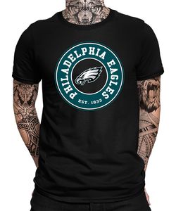 Philadelphia Eagles - American Football NFL Super Bowl Herren T-Shirt, Schwarz, L, Vorne