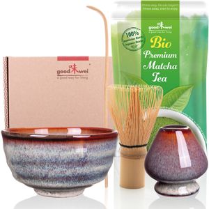 Matcha Teezeremonie Set "Uji" mit Teeschale, Besenhalter und 30g Premium Matcha