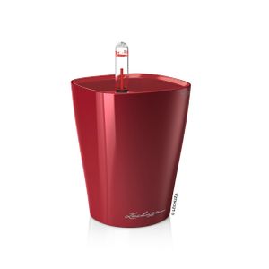 LECHUZA-Pflanzgefäß Mini-DELTINI Scarlet Rot Hochglanz | Tischgefäß mit Bewässerungssystem, Wasserstandsanzeiger und Pflanzeinsatz | Hochglanz-Oberfläche | 10 x 10 x 13 cm | 14960