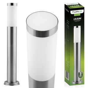 LUMILED Standleuchte Außen 65cm Pollerleuchte IP44 Edelstahl E27 Gartenleuchte Silber Stehleuchte Wegeleuchte Außenleuchte Stehlampe Außenstehleuchte