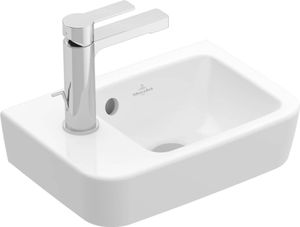 Villeroy & Boch O.novo - Handwaschbecken Compact 360x250 mm, ohne Überlauf, 1 Hahnloch links, Alpinweiß 43423701