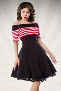 Reizendes Rockabilly Vintage-Kleid, Farbe: Schwarz/Rot, Größe: XL