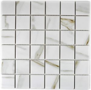 Mosaikfliese Calacatta weiß beige Keramik Feinsteinzeug Fliesenspiegel MOS14-0112