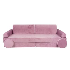 MEOWBABY Kinder-Sofa Couch Kinderpolstermöbel Ausstattung Möbelset Stoffsofa Samt Miniaturgröße, Samt, Rosa