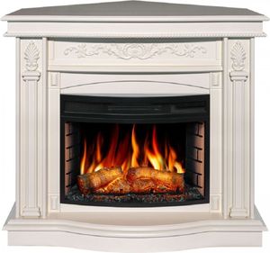 Casa Padrino Barock LED Elektro Eckkamin Weiß 111 x 99,7 x H. 97,5 cm