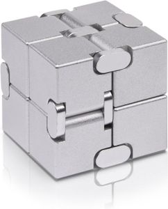 Fidget Cube Neue Version Fidget Fingerspielzeug - Metall Infinity Cube für Stress und Angst Relief / ADHD, Ultra Durable Sensory Geschenke.Silber