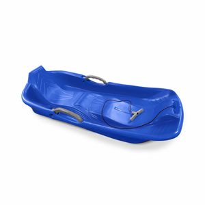 Schlitten für 2 Personen in Blau mit Bremsen, Seil und Griff, hergestellt in Frankreich