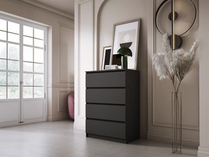 3xobývací komoda DEMI se 4 zásuvkami v černé barvě - moderní příborník se spoustou úložného prostoru do obývacího pokoje - 70 x 101 x 39 cm (š/v/d)