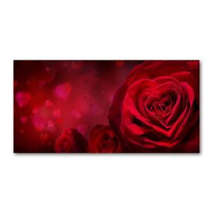 Tulup Acrylglas - Wandkunst - 100 x 50  cm - Bild auf Plexiglas® Dekorative Wand für Küche & Wohnzimmer - Blumen & Pflanzen - Rotes Rosenherz - Rot