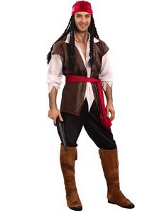Verruchter Pirat Kostüm Freibeuter Plus Size braun-weiss-rot