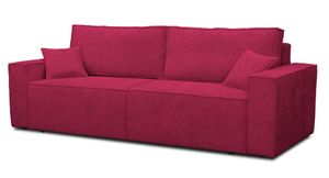 Schlafsofa LUX, Sofa mit Schlaffunktion und Bettkasten, Klappsofa, Schlafcouch in Bouclé-Stoff, Couch in Frabe: Rot