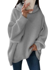MORYDAL Damen Rollkragenpullover stricken Pullover Arbeit mit Festpullover lässige Winterwinter warm warmer Jumper Tops, Farbe:Grau, Größe:3xl