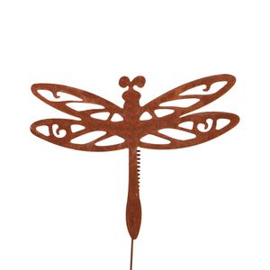 UNUS  Libelle mit Wackelfeder 18cm Gartendeko Gartenstecker Edelrost Mittel Deko