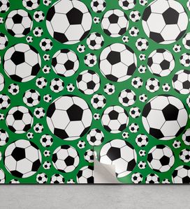 ABAKUHAUS Fußball abziehbare & klebbare Tapete für Zuhause, Beliebte Sport-Motiv, selbstklebendes Wohnzimmer Küchenakzent, 33 cm x 180 cm, Grün Schwarz Weiß