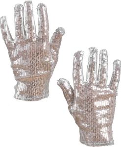 Paillettenhandschuh Paar silber - Pailletten Handschuhe