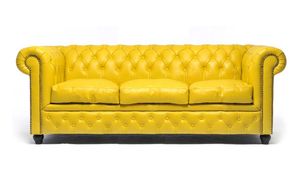 Chesterfield Sofa Original Leder   1+ 1 + 3  Sitzer  Gelb