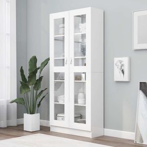 vidaXL Vitrinenschrank Weiß 82,5x30,5x185,5 cm Holzwerkstoff vidaXL Vitrinenschrank Weiß 82,5x30,5x185,5 cm Holzwerkstoff