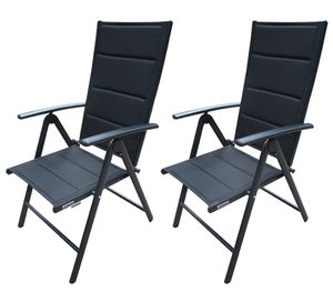 2er Set Gartenstuhl Aluminium schwarz Stühle verstellbar Hochlehner verstellbar Alu Gartenstuhl