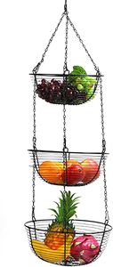 3 Etage   Hängekorb  Schwarz   Obstkorb Gemüsekorb    84cm Obstspender    für Obst, Küche, Restaurants